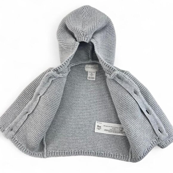 Carters Little Planet Knit Baby Hoodie Button Sweater Gray Organic Cotton 9m - Picture 4 of 6